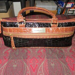 SAMANTHA BROWN Insulated Travel Wine Cocktail Cooler Tote Croc Embossed Leather